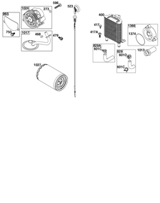 Lubrication Group Diagram and Parts List for 61E377-0051-J1 400000 - 699999 Briggs and Stratton Engine